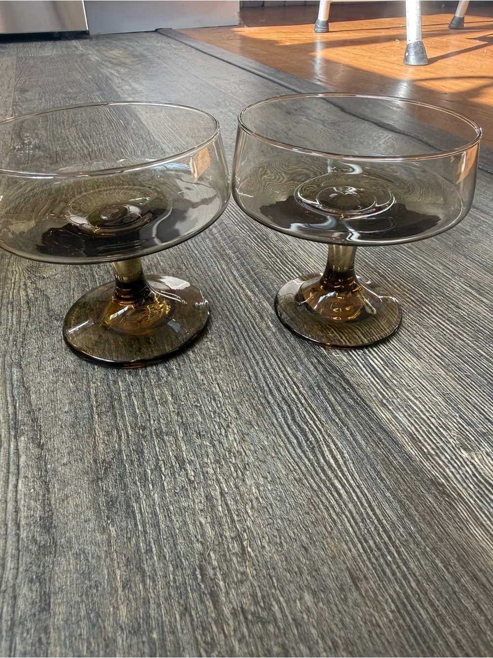 Vintage 1970s Libbey smoke brown champagne or dessert coupe - set of 2